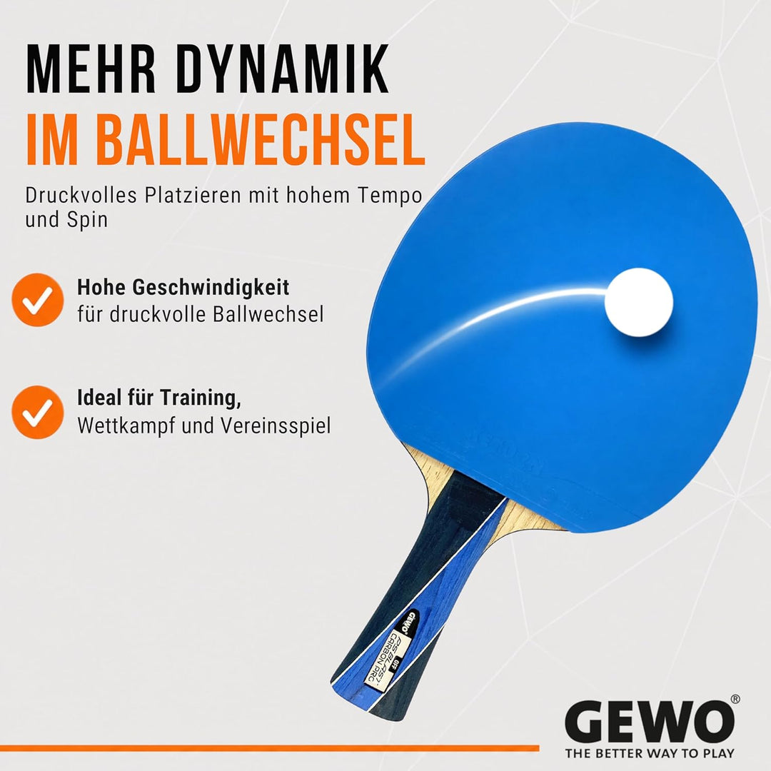 GEWO PS Blast Carbon Pro Tischtennisschläger - ITTF genehmigter Profi-Tischtennisschläger, Carbon-Sc