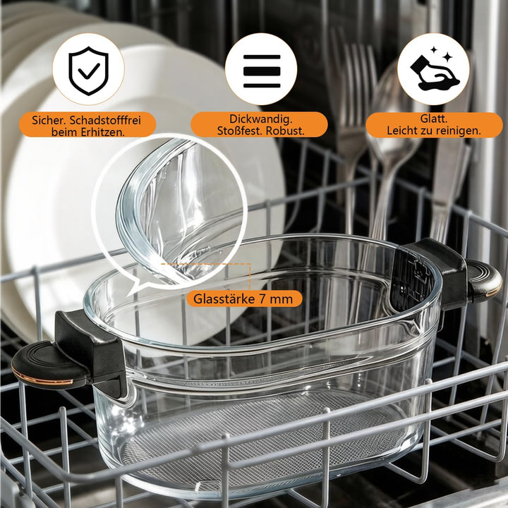 Heissluftfritteuse 5L Airfryer,1350W 9 in 1 Multifunktionalität Touchscreen Air Fryer mit Glaskorb&S