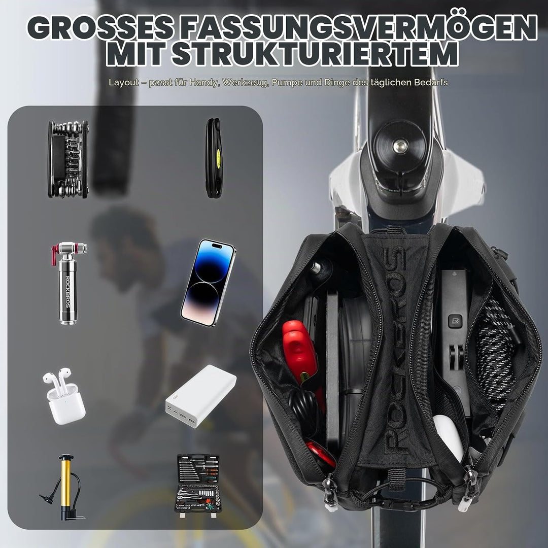 ROCKBROS Rahmentasche Fahrradtasche Oberrohr Schlankes Design mit Elastischer Seitenschnur, Fahrrad