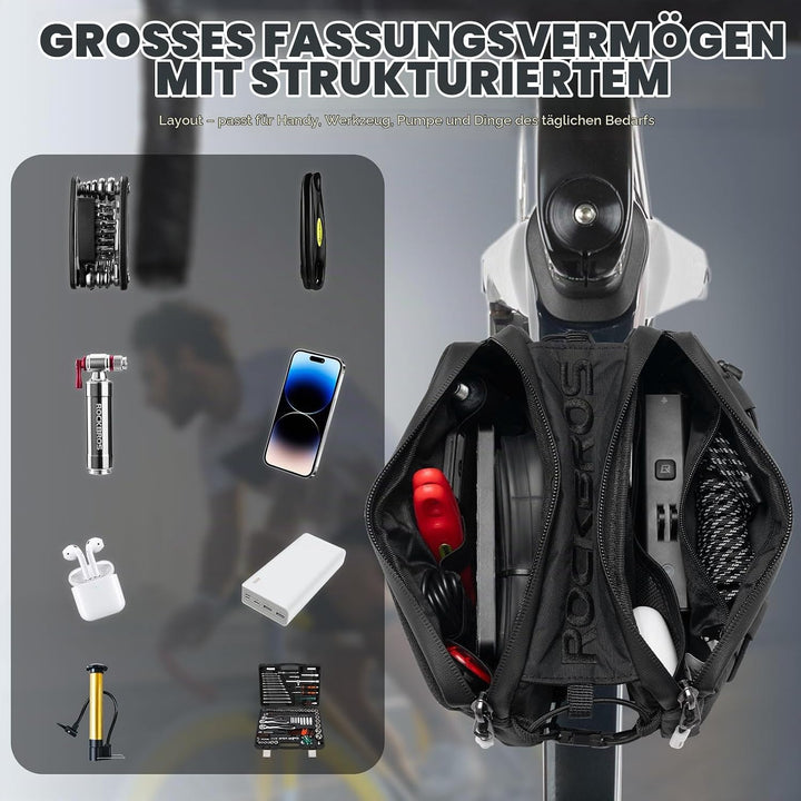 ROCKBROS Rahmentasche Fahrradtasche Oberrohr Schlankes Design mit Elastischer Seitenschnur, Fahrrad