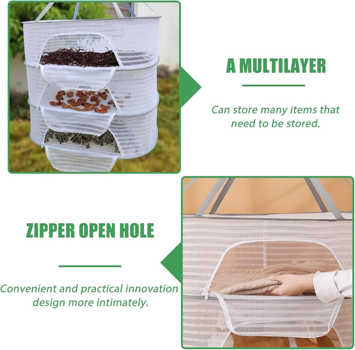 Trockennetz Kräuter, 3-Lagiges Trockennetz Drying Rack, Kräutertrockner Hängend mit Haken Reissversc