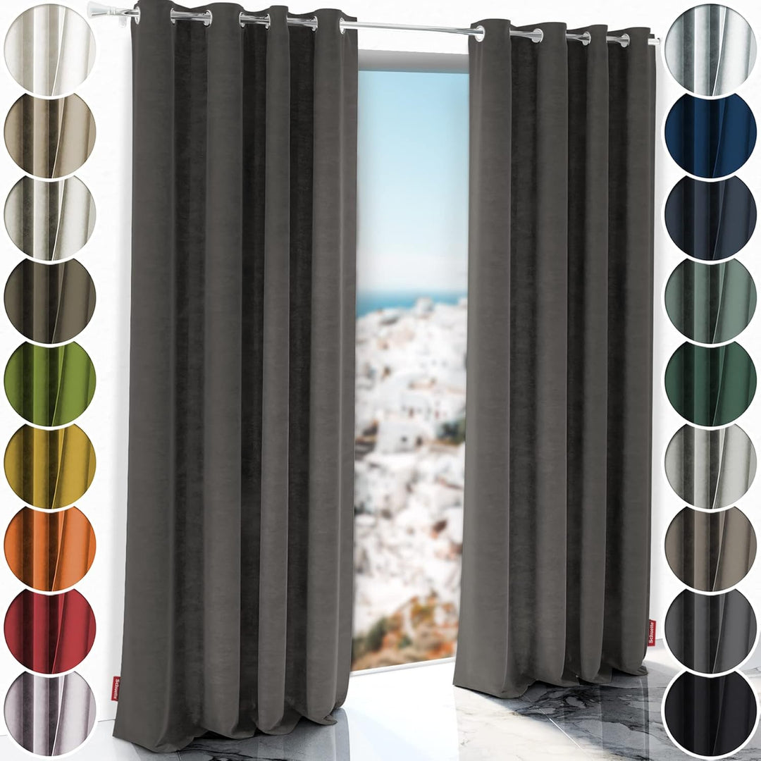 Schuette® Verdunkelungs-Vorhang Gardine mit Ösen ● Millenium Velvet: Great Wolf (Grau) ● 135x130cm B