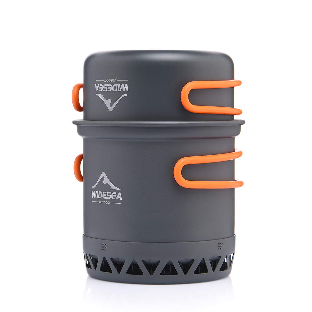 widesea Camping Kochgeschirr Outdoor Topf Pfanne Kochgeräte Wärme-Design für Wandern für 1 Person, f