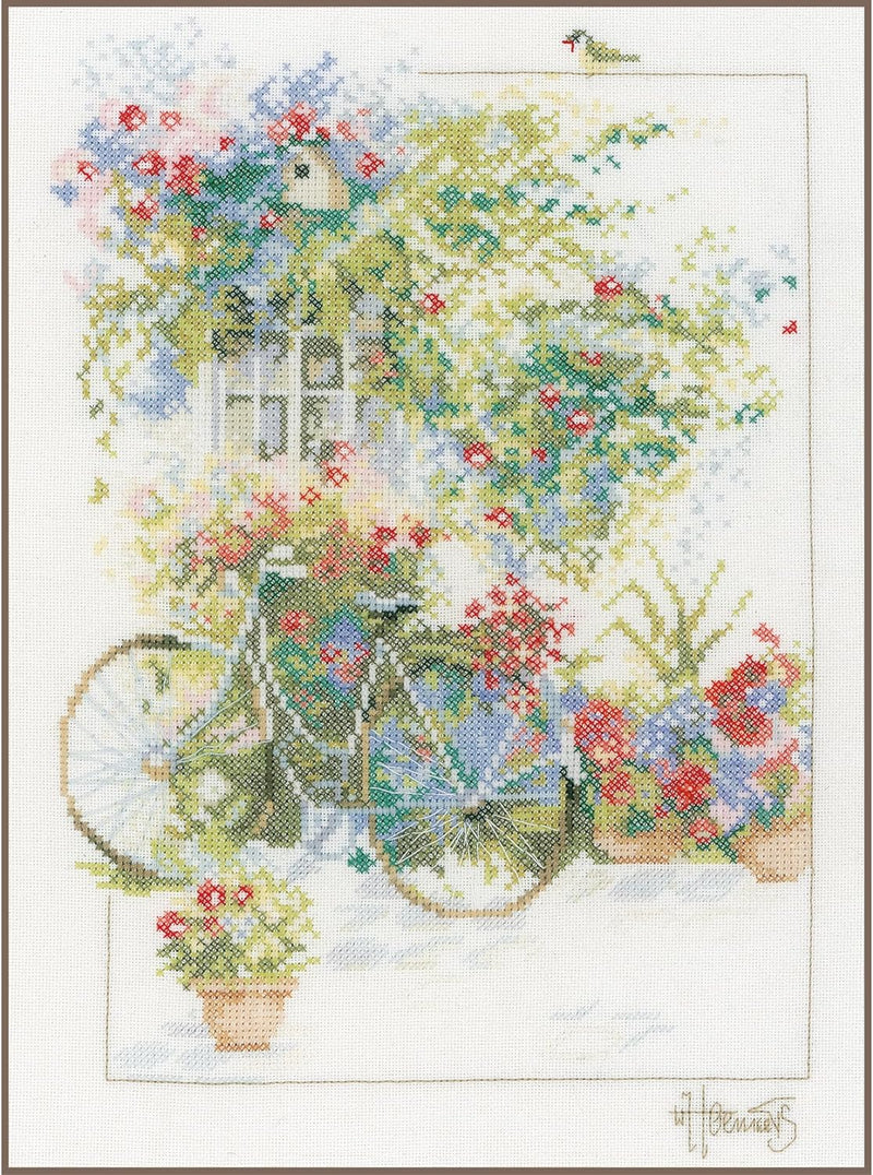Lanarte Zählmusterpackung Fassade mit Blumen Zählstoff Kreuzstichpackung, Baumwolle, Mehrfarbig, 29