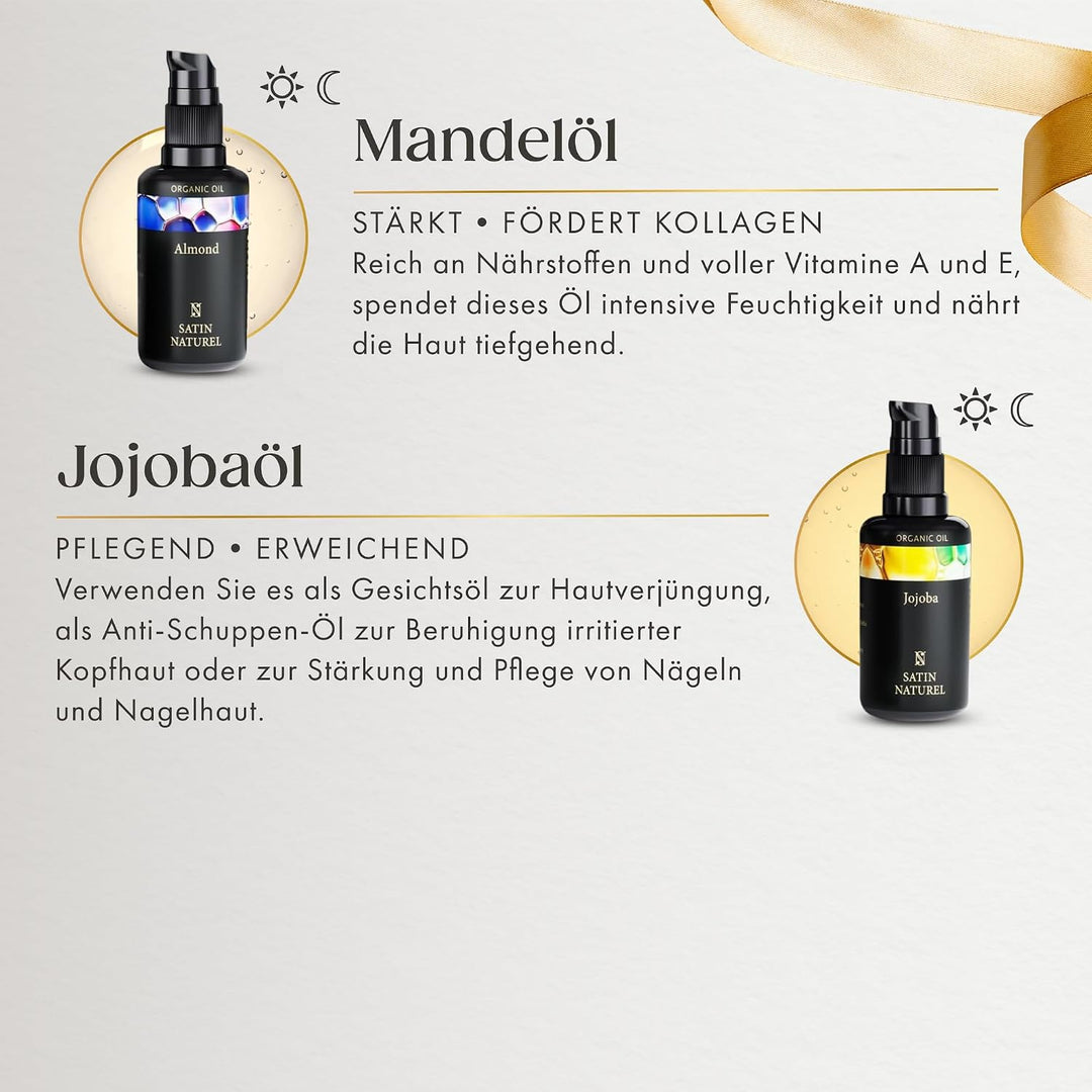 Weihnachtsgeschenke für Frauen - Verwöhnendes Geschenkset Frauen mit BIO Arganöl + Rizinusöl + Mande
