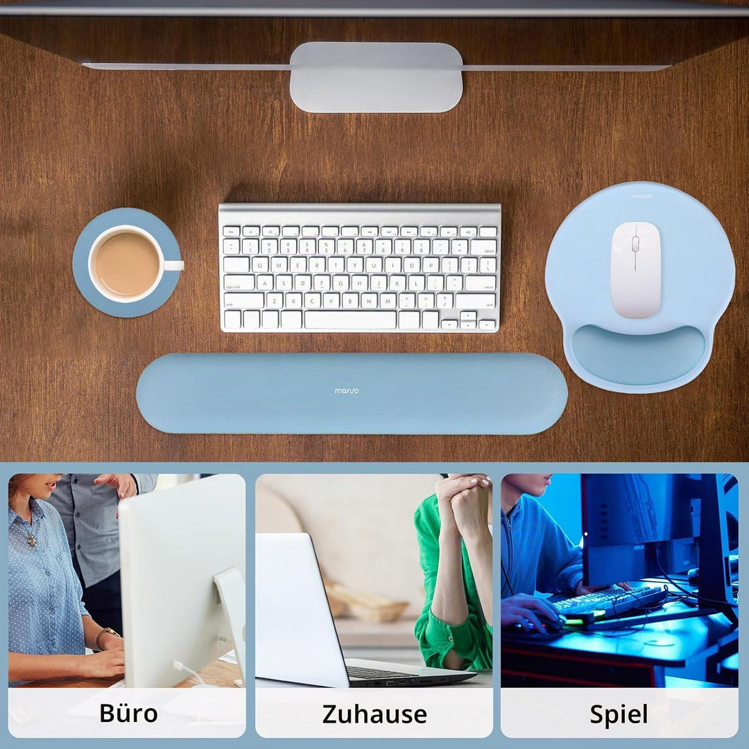 MOSISO Handballenauflage Tastatur&amp;Maus Set, Kreis Gekrümmt Ergonomisch Mauspad&amp;Untersetzer rutschfes