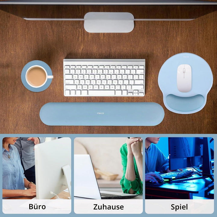 MOSISO Handballenauflage Tastatur&amp;Maus Set, Kreis Gekrümmt Ergonomisch Mauspad&amp;Untersetzer rutschfes