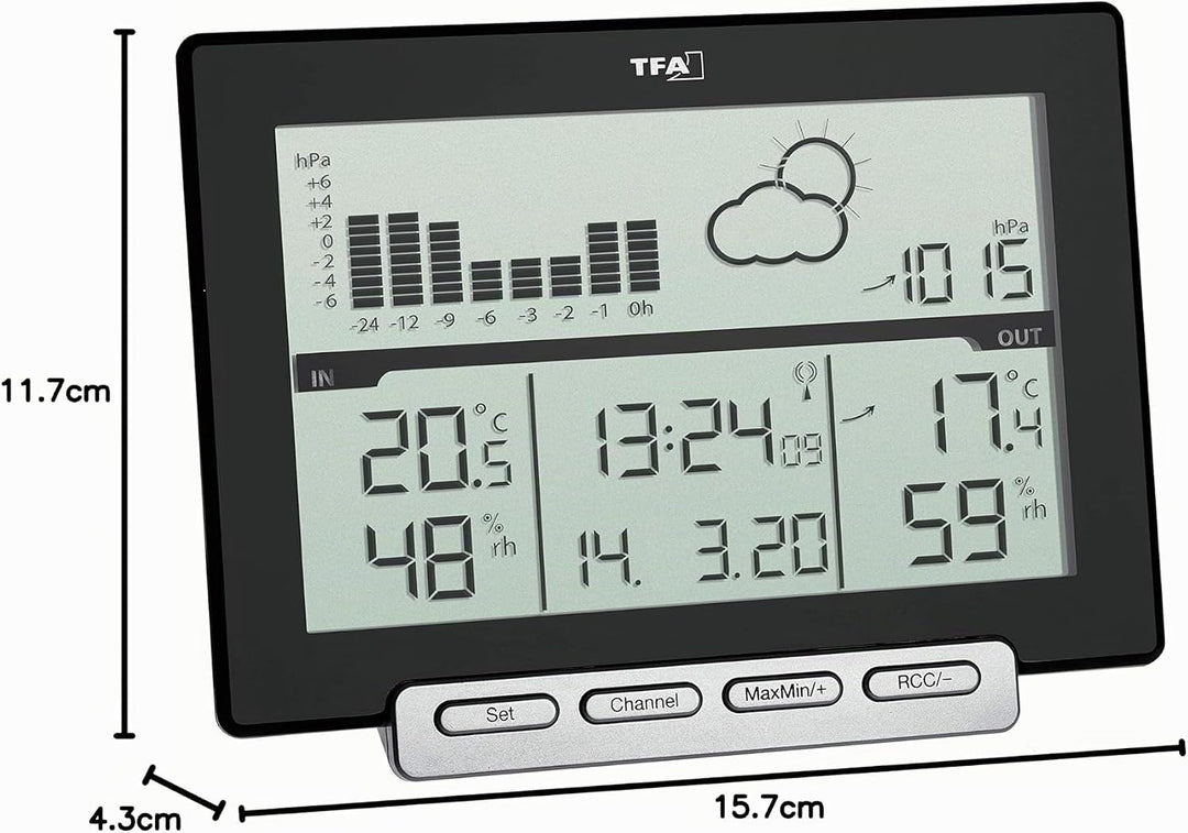 TFA Dostmann Meteo Sens Digitale Funk-Wetterstation, 35.1139.01, mit Thermo-Hygroaussensender, mit W