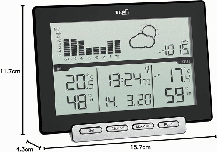 TFA Dostmann Meteo Sens Digitale Funk-Wetterstation, 35.1139.01, mit Thermo-Hygroaussensender, mit W