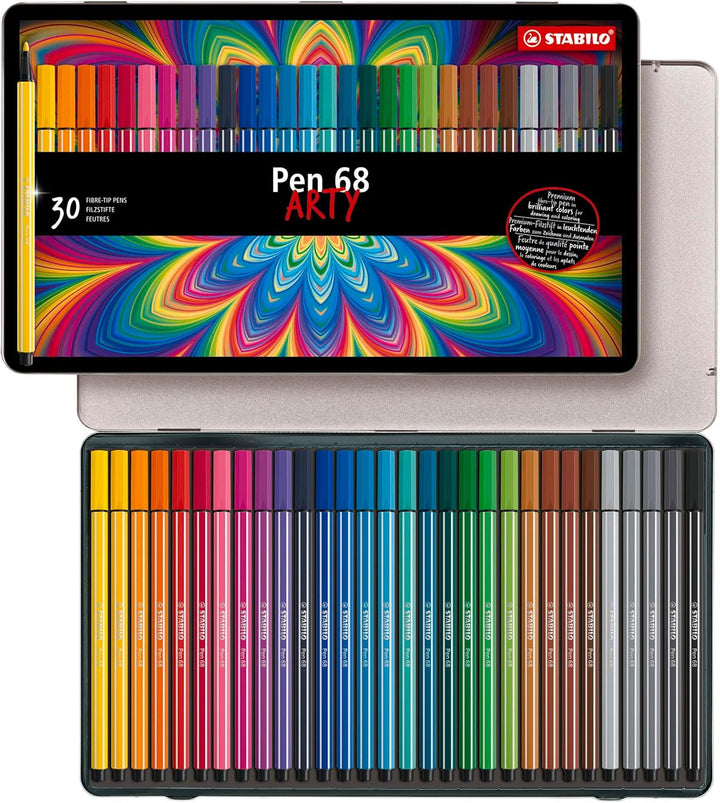 Premium-Filzstift - STABILO Pen 68 - ARTY - 30er Metalletui - mit 30 verschiedenen Farben 30er ARTY