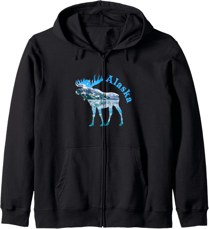 Alaska Moose Gift Souvenir Keepsake Alaskan Snowy Mountain Kapuzenjacke