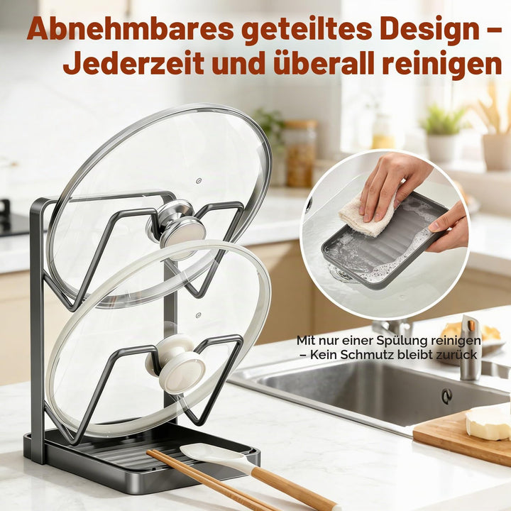 Dandin Topfdeckelhalter, Topfhalter Löffelablage Küche, Topfdeckelhalter Küchenutensilien, 2-in-1-De