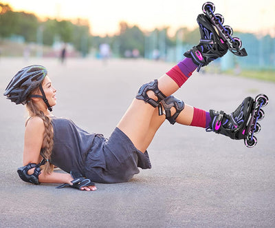 2PM SPORTS Verstellbar Inliner für Kinder, Leucht Inline Skates Rollschuhe für Damen/Herren A Violet