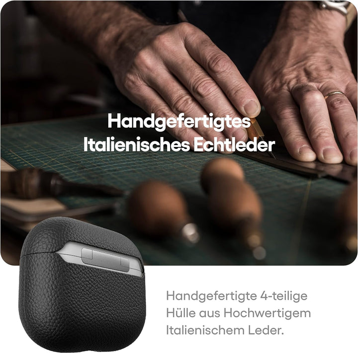 KeyBudz Artisan Leder Schutzhülle für Apple AirPods 3 Case, Etui, Ledertasche Echtleder, Kopfhörer O