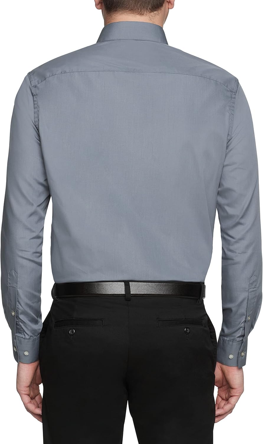 Van Heusen Herren Popeline, Normale Passform, Fester Spitzkragen Klassisches Hemd L Grau, L Grau