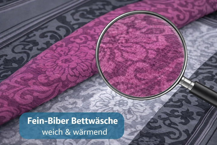 soma Biber Bettwäsche 2tlg.155x220 80x80 Borde Beere anthrazit