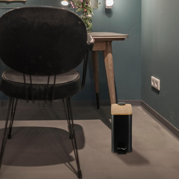 Relaxdays Mülleimer Bad, 5 Liter, entnehmbarer Inneneimer, Kosmetikeimer, Metall, Badmülleimer mit B