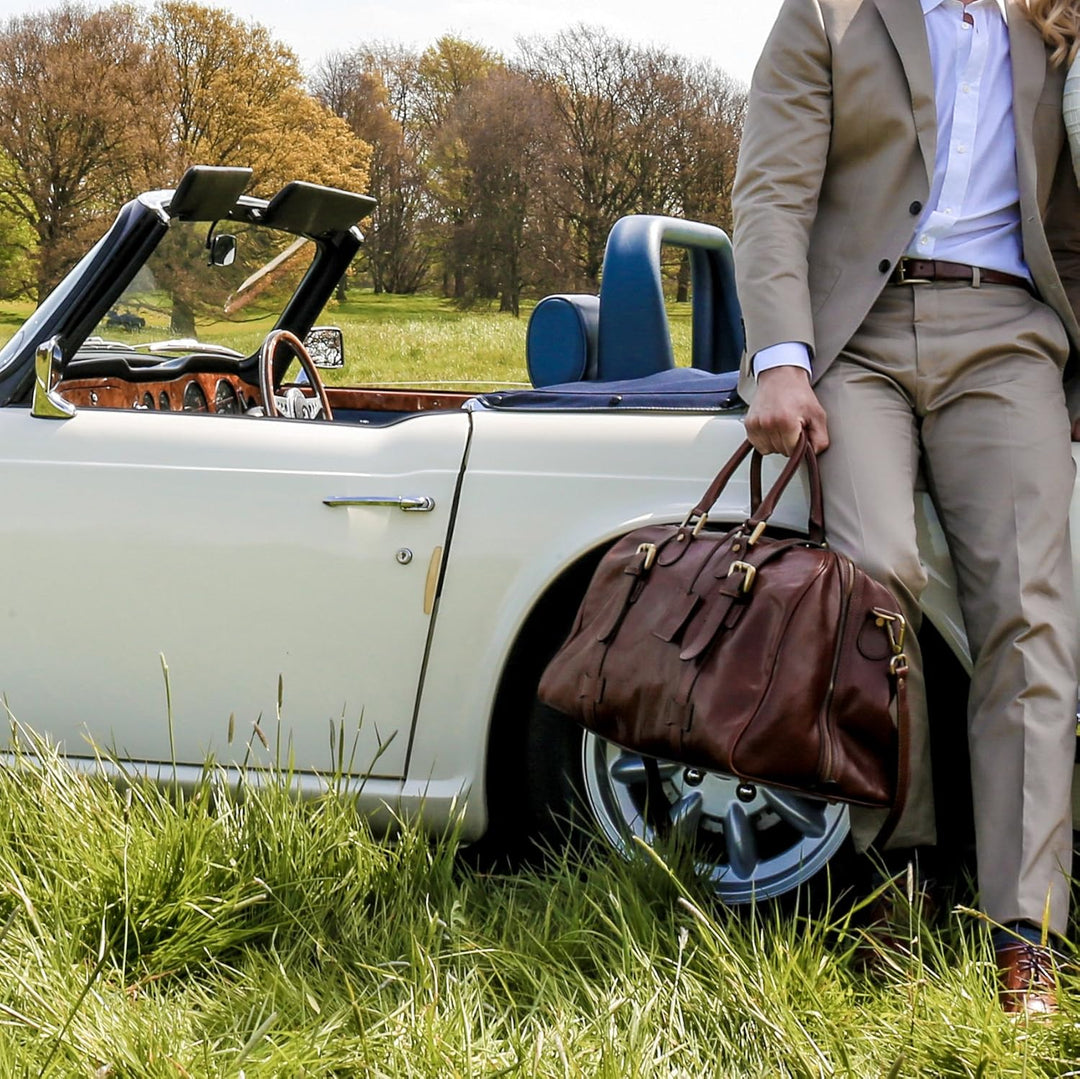 Maxwell-Scott Hochwertige Grosse Leder Reisetasche FleroL in Schwarz, Schwarz