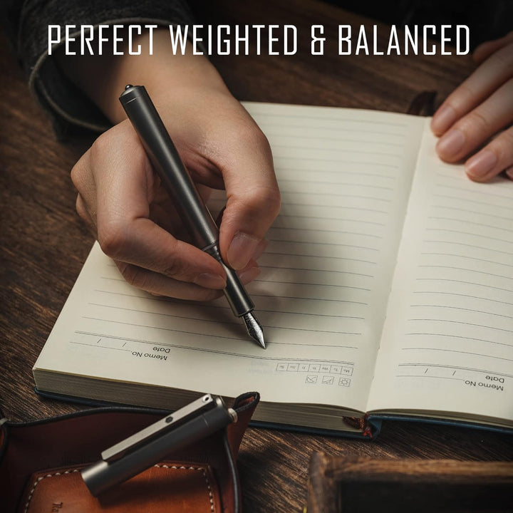 KeyUnity KP02 Füllfederhalter, feine Feder mit Tintenkonverter, Kalligraphiestift aus Titanlegierung