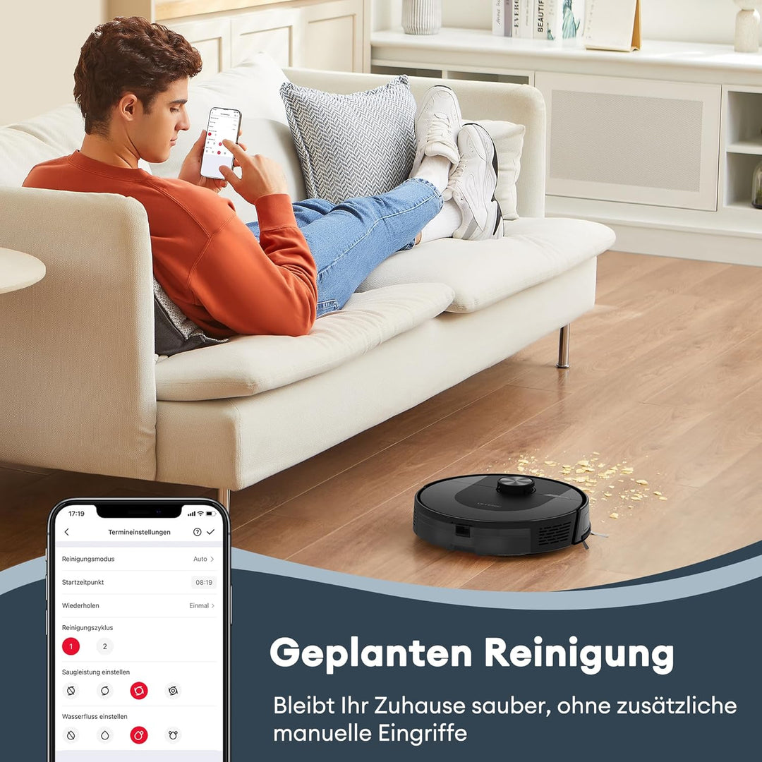 Ultenic Saugroboter mit Wischfunktion 6000Pa, Staubsauger Roboter mit LiDAR Navigation, 3 in 1 Saug
