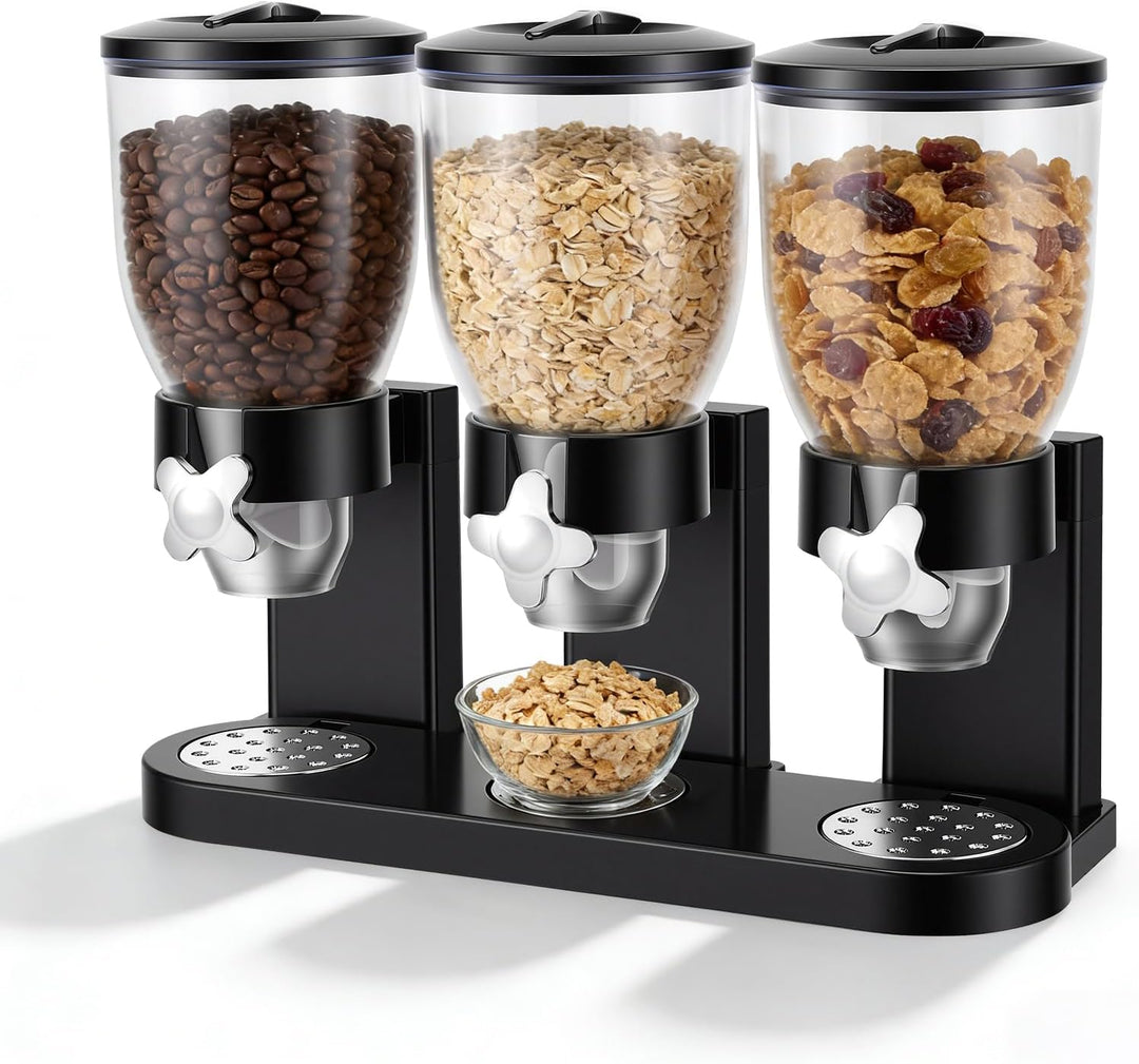 Cereal Dispenser Countertop 2L, Dreifacher Müslispender mit Drehverschluss 3er Set, Luftdichte Vorra