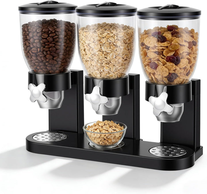 Cereal Dispenser Countertop 2L, Dreifacher Müslispender mit Drehverschluss 3er Set, Luftdichte Vorra