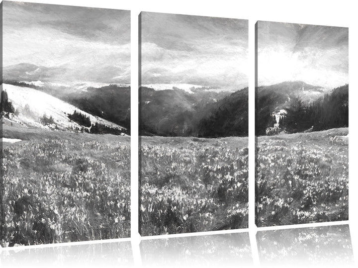 Pixxprint Berglandschaft Regenbogen als Leinwandbild/Grösse: 3 Teilig (120x80) / Wandbild/Kunstdruck