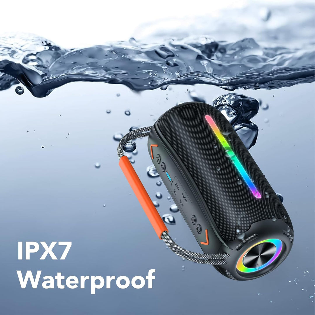 Tragbarer Bluetooth Lautsprecher mit Griff, 40W Leistungsstarker Musikbox mit Dualen Bass-Treibern,