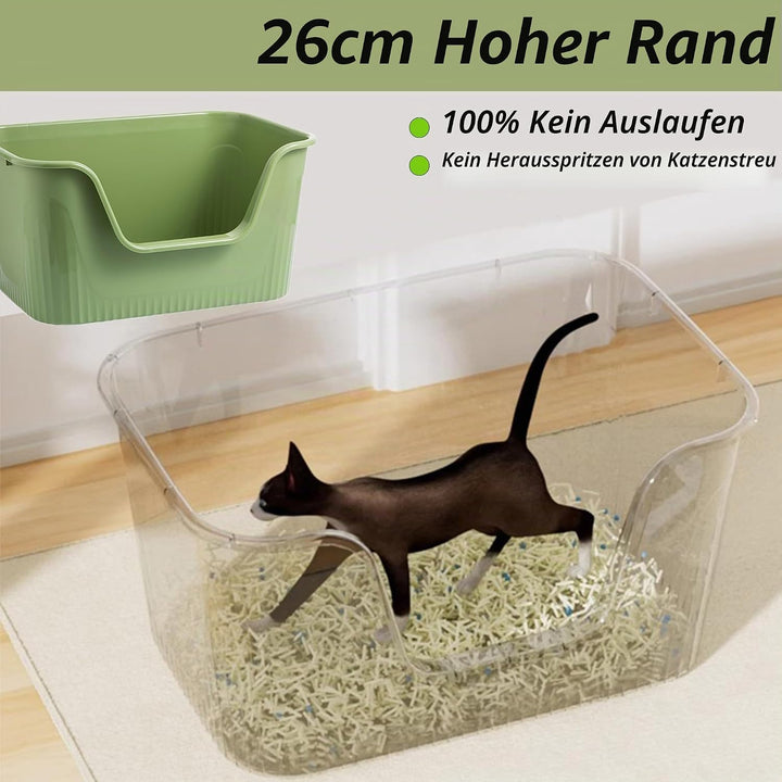 Vealind Offen Katzenklo XL, Katzentoilette Hoher Rand, 55x40x26cm Gross Katzenklo, katzentoiletten E