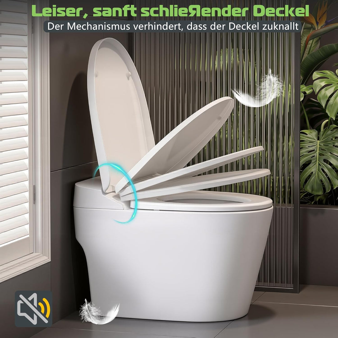 Himimi Toilettendeckel mit Absenkautomatik, Quick-Release & einfacher Montage, PP D-Form WC-Sitz mit