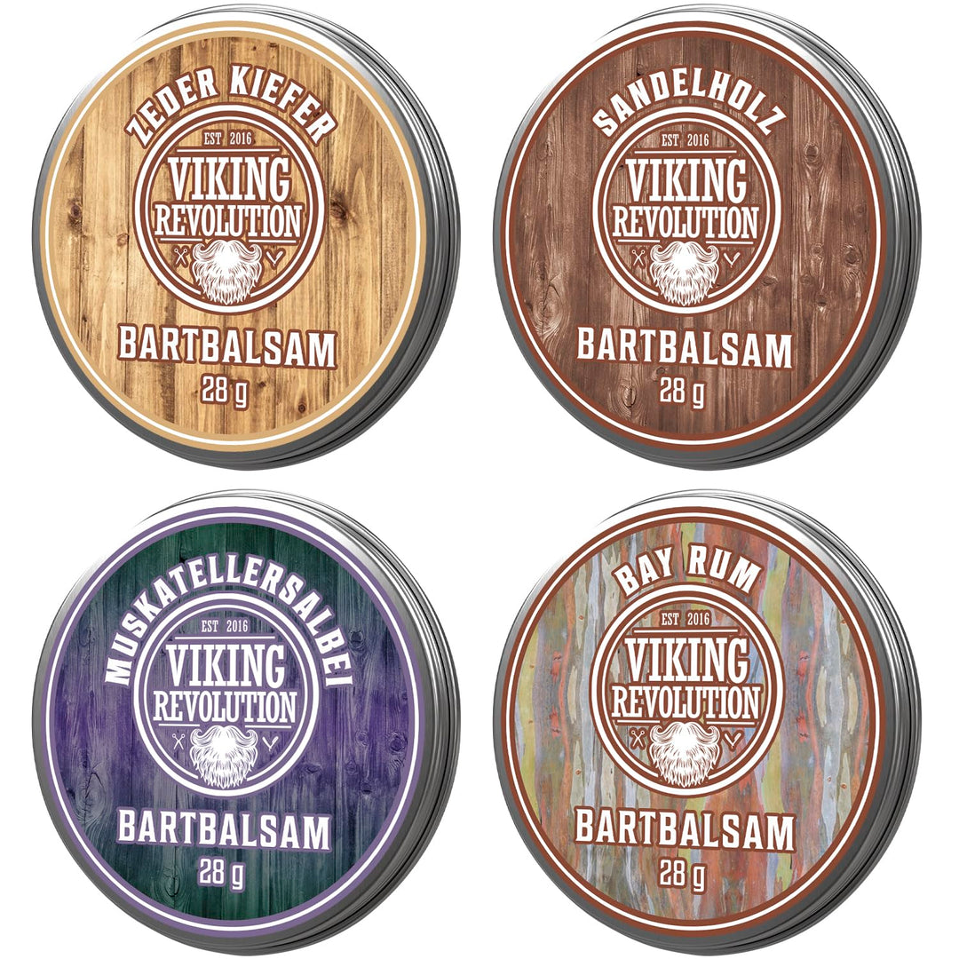 Viking Revolution - Bart Balsam 4er-Sortenpackung - Bartwachs - Stylt, Stärkt und Macht Weich - Sand