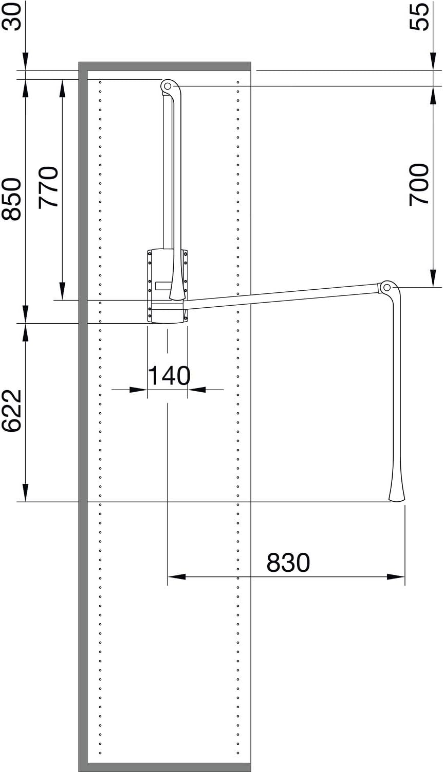 Servetto SE08LA GA0 Kleiderlift Junior, H 850,KB 770-1200mm, Tragkr.10KG, KS FE SIL.grau, grau/silbe