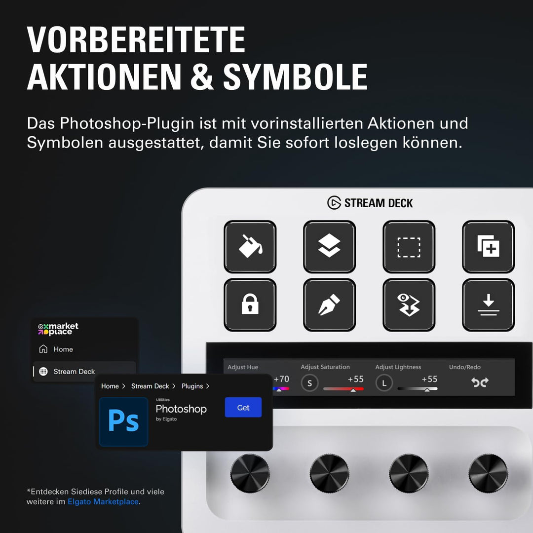 Elgato Stream Deck + White, Audiomixer, Live-Produktion und Studio-Controller für Content Creators,