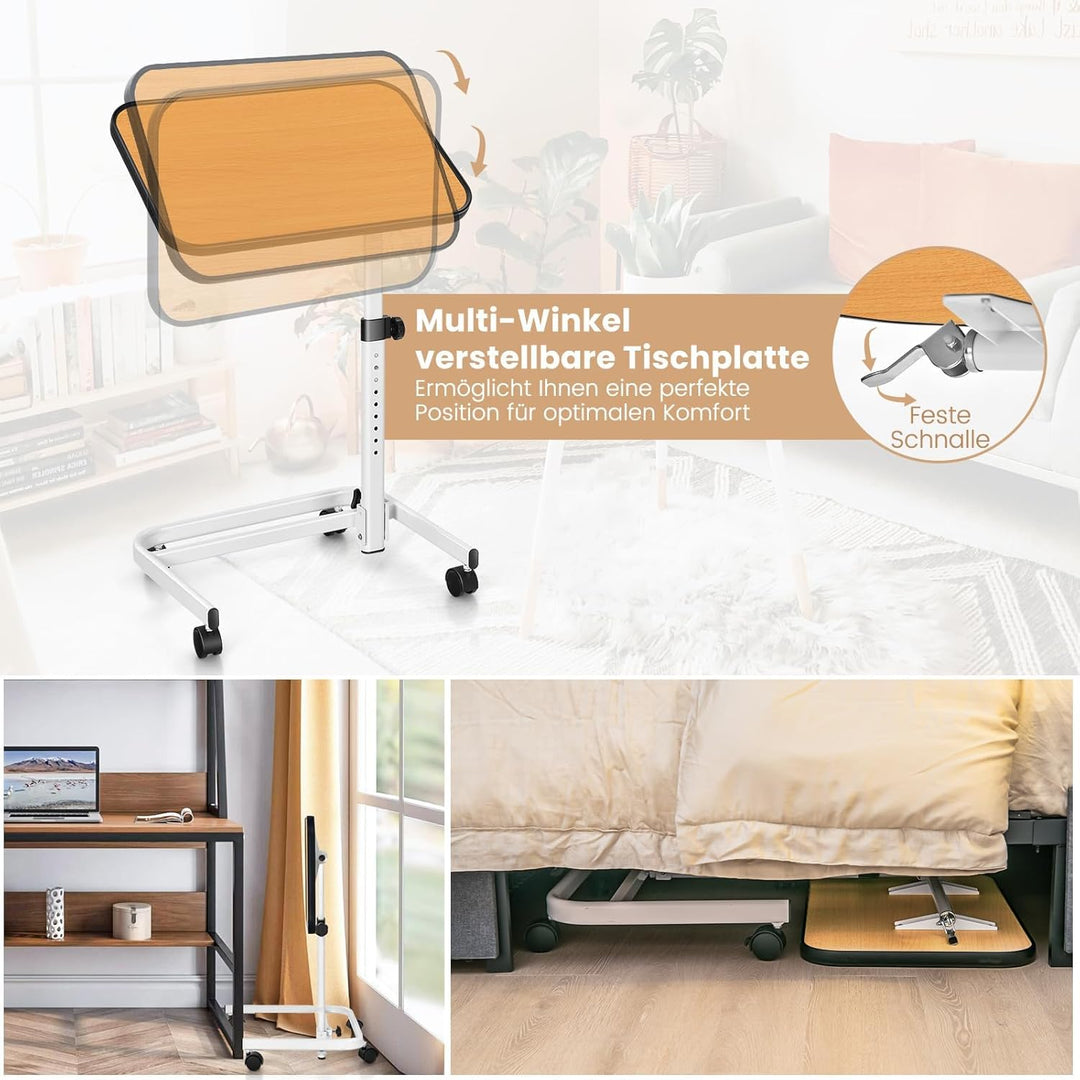 FANTASK höhenverstellbarer Pflegetisch, 60,5 x 40 x 73-93 cm des Pflegetisches, Krankentisch mit in