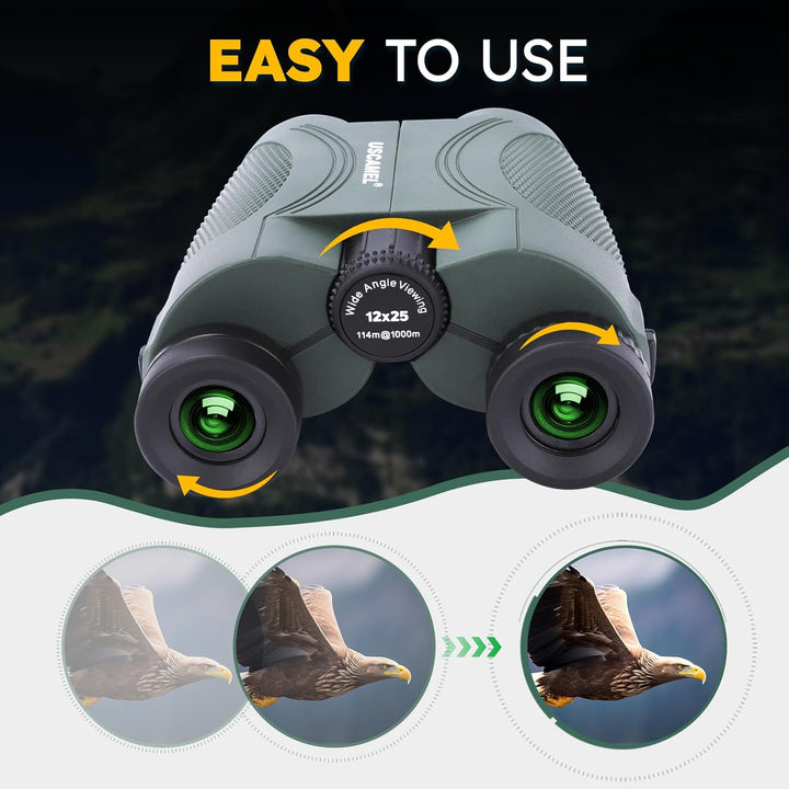 Fernglas für Erwachsene und Kinder, 12x25 Ferngläser BAK4 Prisma FMC-Linse Kompaktes Klein Fernglas