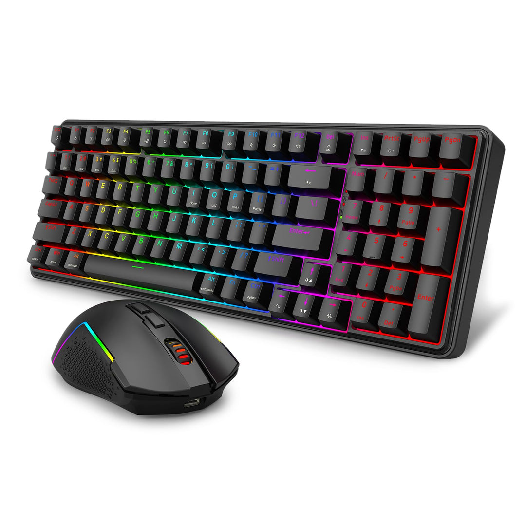 Redragon S162 3-Modus Wireless Gaming Tastatur & Maus-Kombination, 99 Tasten K744 RGB Gaming-Tastatu