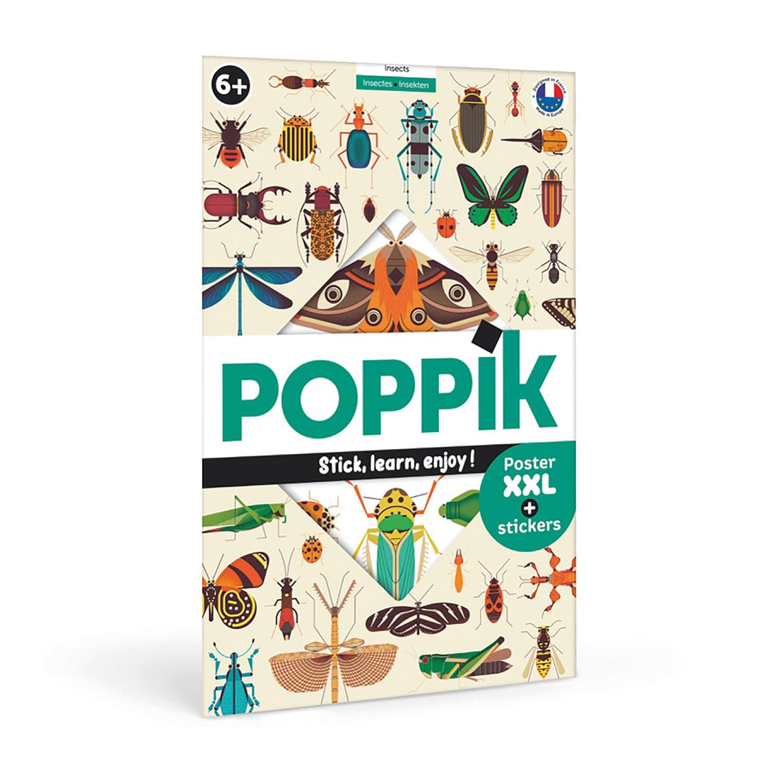 POPPIK 1841225 Sticker-Poster, Insekten, interaktives Lernposter mit Aufklebern, mehrsprachiges Inse