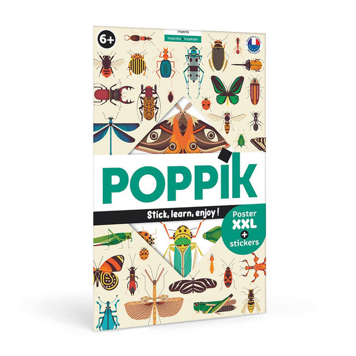 POPPIK 1841225 Sticker-Poster, Insekten, interaktives Lernposter mit Aufklebern, mehrsprachiges Inse