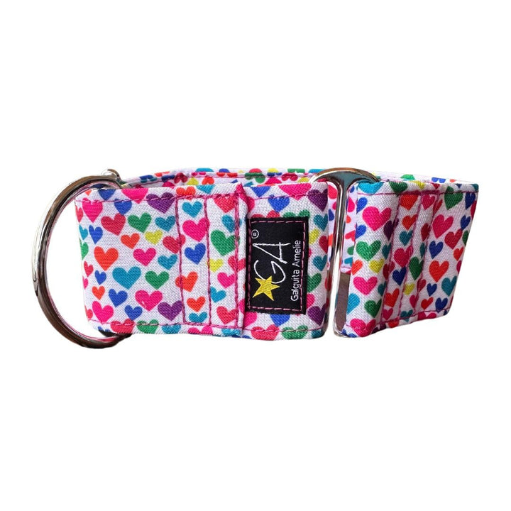 Galguita Amelie, 4 cm Breite Grösse S (20-29 cm), Hundehalsband mit Herzen 4cm Ancho Talla S (20-29