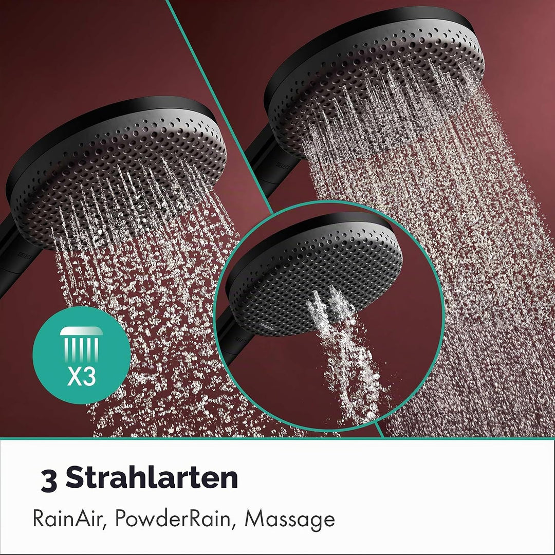 hansgrohe Raindance Alive Select S - Duschkopf, Handbrause mit 3 Strahlarten (inkl. PowderRain), run
