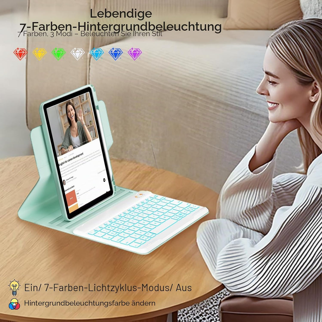 OYEEICE Hülle mit Tastatur für iPad A16 11 Generation 2025/10 Generation 2022 (11/10.9 Zoll), Vergrö