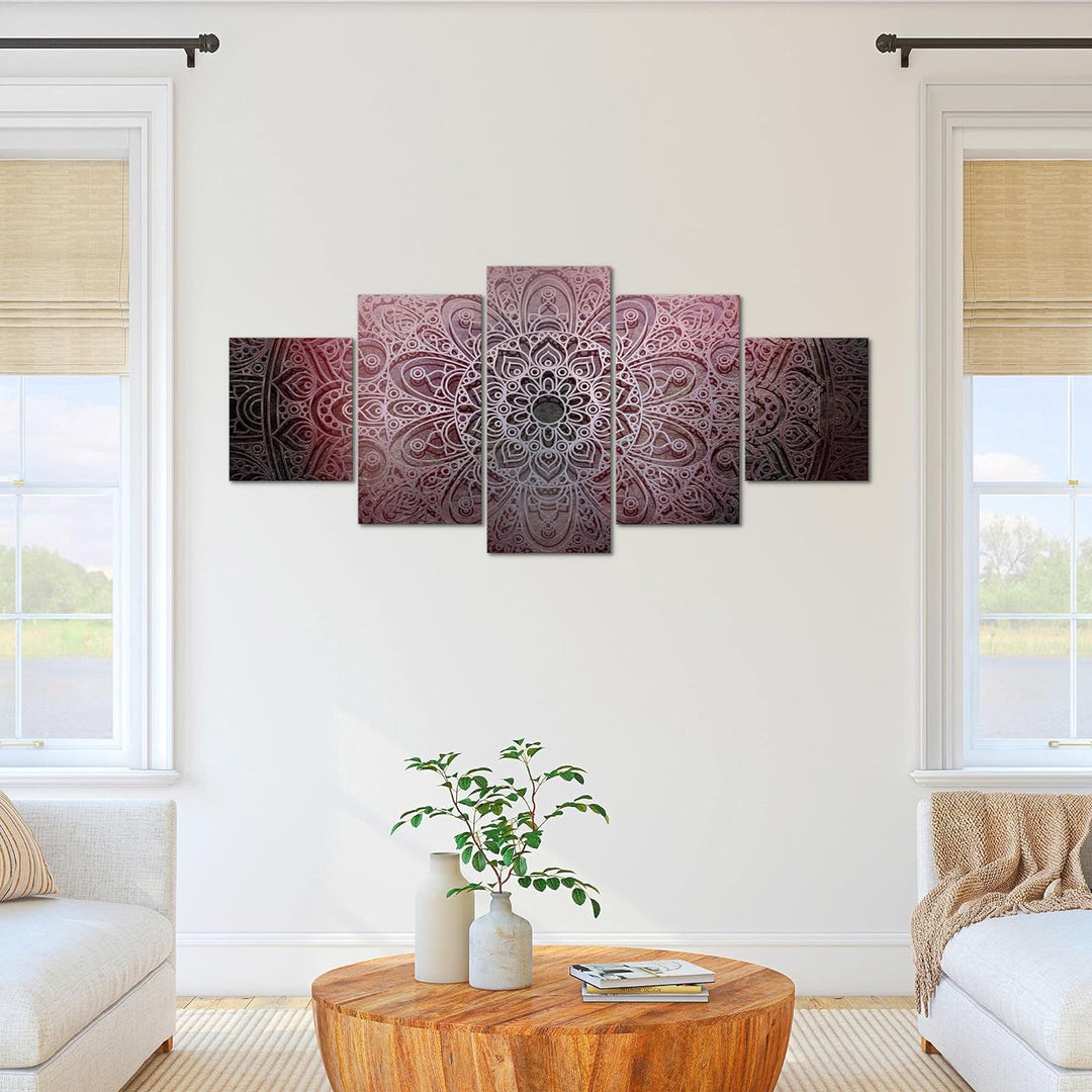 Runa Art - Bilder Mandala 200 x 100 cm 5 Teilig XXL Wanddekoration Design Violett Lila 101251a 200 x