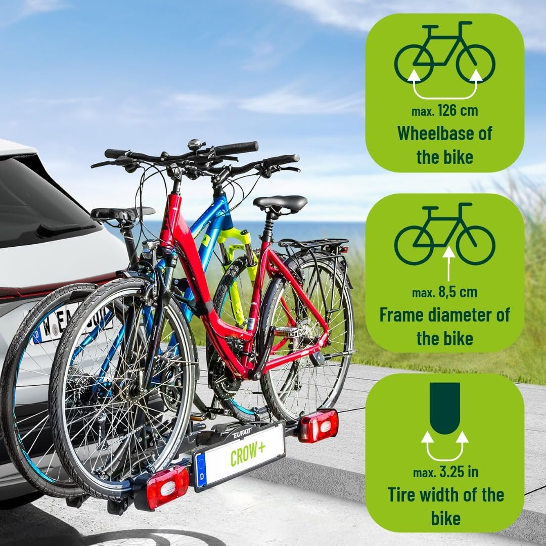 EUFAB 11582, Fahrradträger Crow Plus erweiterbar, Schwarz, Fahrradtr&amp;