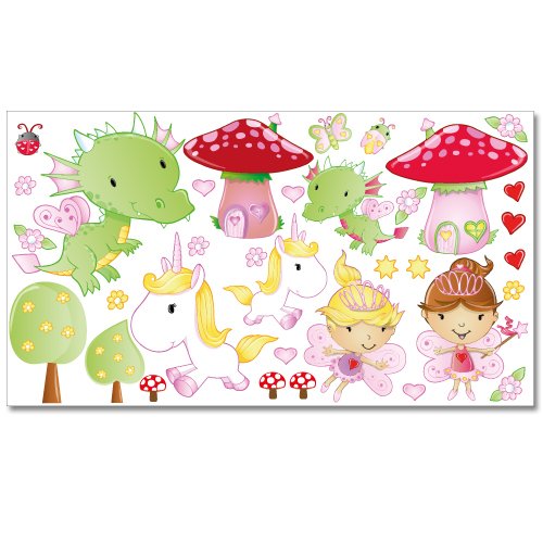 Wandkings Feen Welt Wandsticker XL Set, 35 Aufkleber, Gesamtfläche 130 x 70 cm