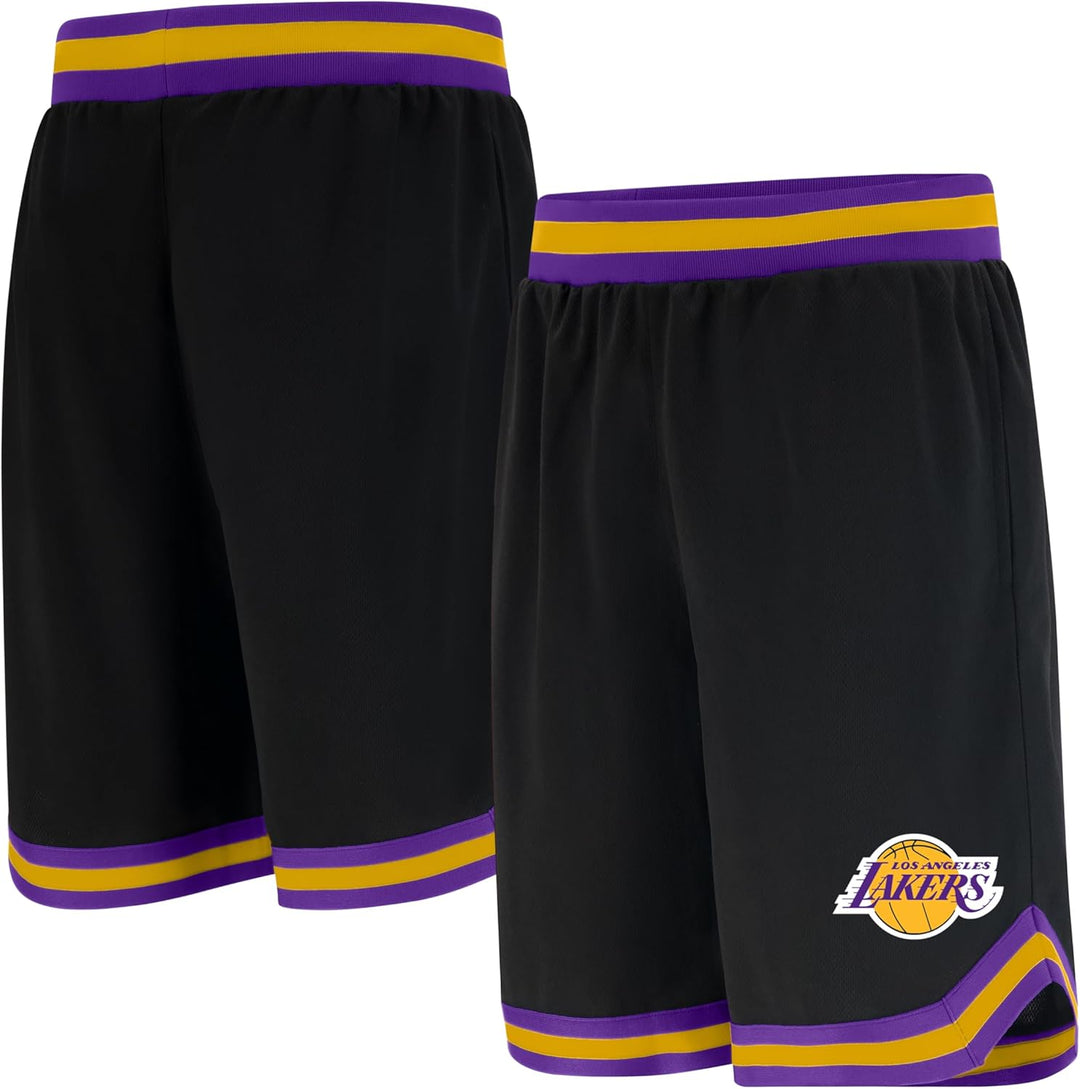 Ultra Game Herren Gewebte NBA Woven Team Logo Poly Mesh Basketball Shorts Los Angeles Lakers L Schwa