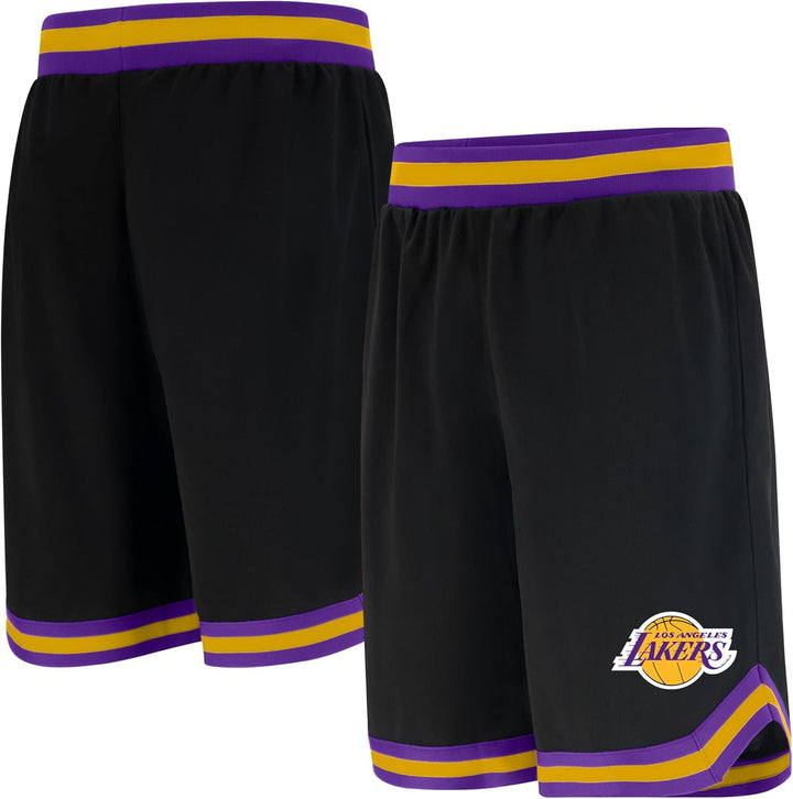 Ultra Game Herren Gewebte NBA Woven Team Logo Poly Mesh Basketball Shorts Los Angeles Lakers L Schwa
