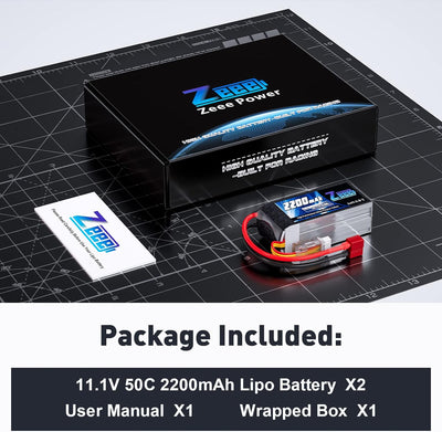 Zeee 3S Lipo Akku 50C 2200mAh 11,1V Kurze RC Batterie mit Deans T Stecker für RC-Autos, LKWs, Fahrze