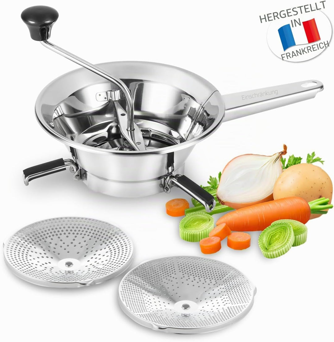 Moulinex Classic manuelle Gemüsemühle aus Edelstahl, Kleines Modell, Einfaches Mahlen, Pürees, Suppe