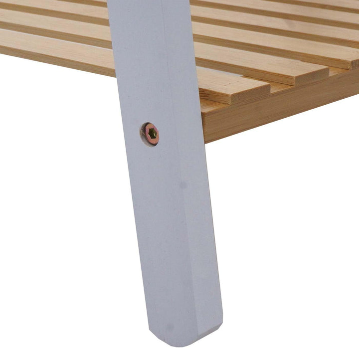 Mendler Bambus Pflanzenregal HWC-Q32, Blumentreppe Pflanzentreppe Badregal, Stange 2 Ablagen 130x70x