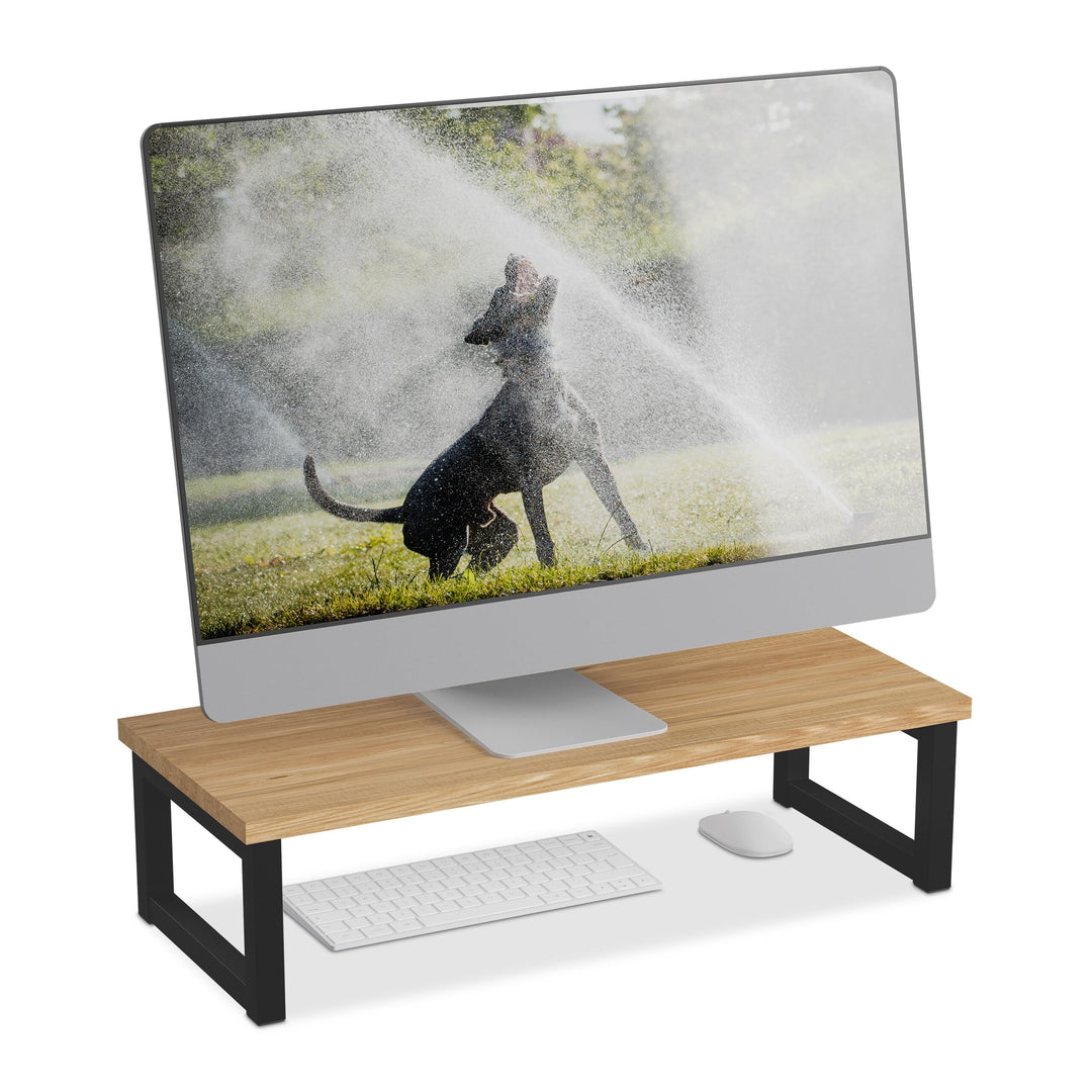 Relaxdays Monitorständer, Bildschirmerhöhung für Schreibtisch, HxBxT: 15 x 55 x 23 cm, Industrial De